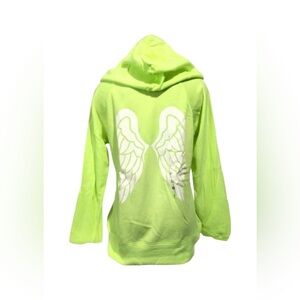 RARE Victoria’s Secret Supermodel NEON Sequins Bling Angel Wings Zip Up Hoodie L